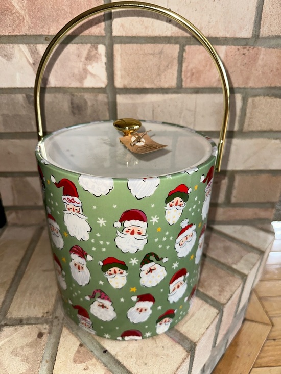 Mud Pie Other - Mud Pie Holiday Santa ice bucket with Gold Handle - Green